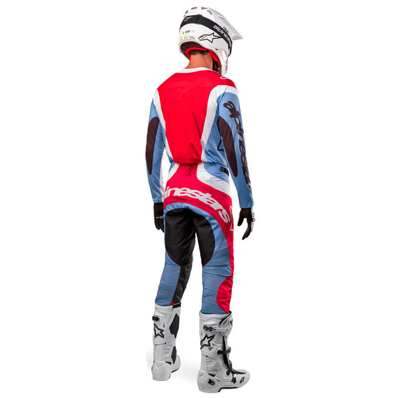 tenue alpinestars techstar ocuri 2024 rouge bleu fxmotors motocross