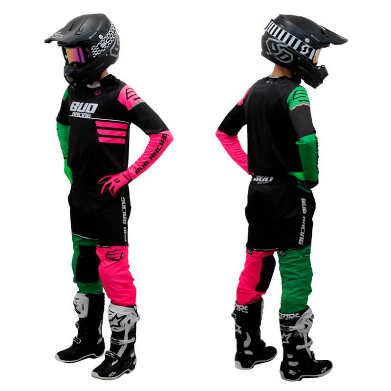 tenue bud racing lazer 2023 vert rose motocross