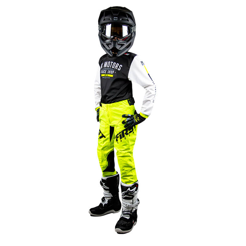 tenue cross enfant fxmotors classic jaune fluo motocross