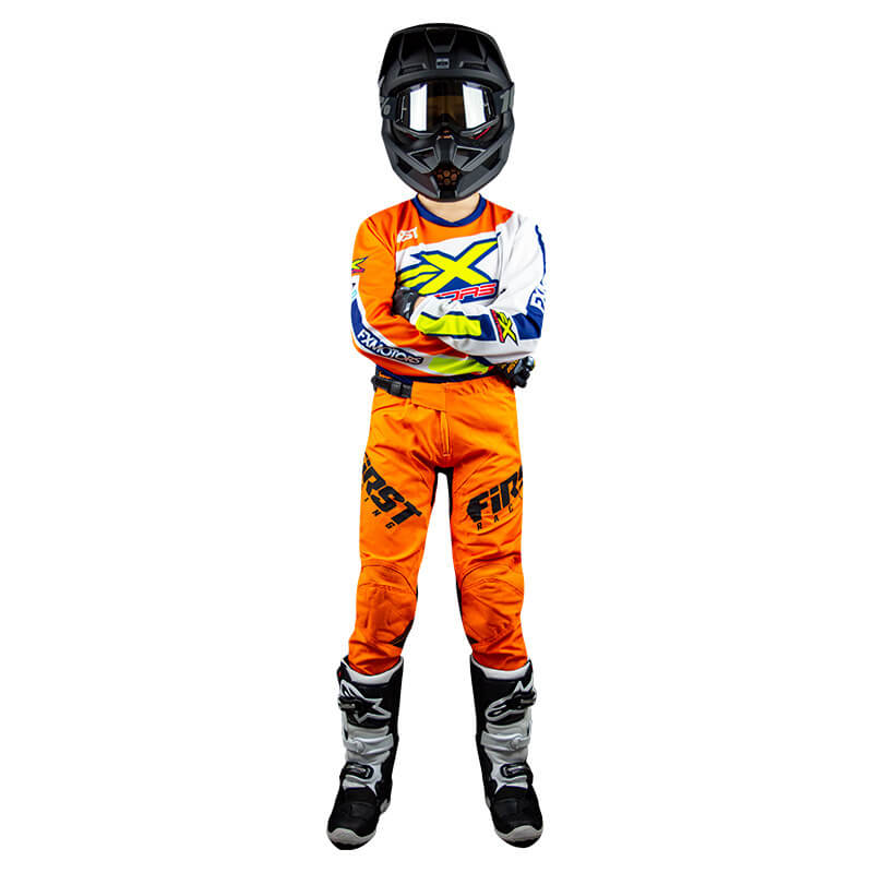 tenue cross enfant fxmotors racing line orange motocross