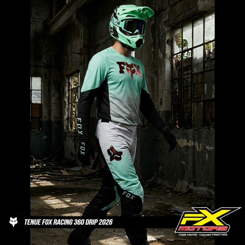 tenue cross fox 360 drip turquoise 2026 motocross