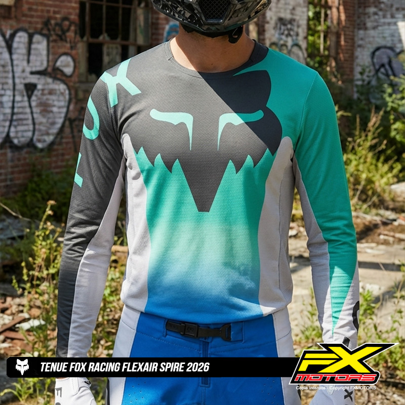 tenue cross fox flexair spire bleu 2026 enduro