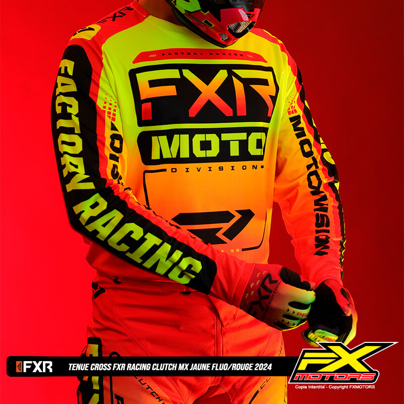 tenue cross fxr racing clutch mx jaune fluo rouge 2024 1