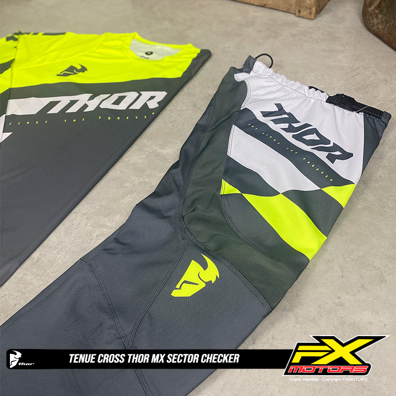 tenue cross thor mx sector checker jaune gris 2024 enduro cross 