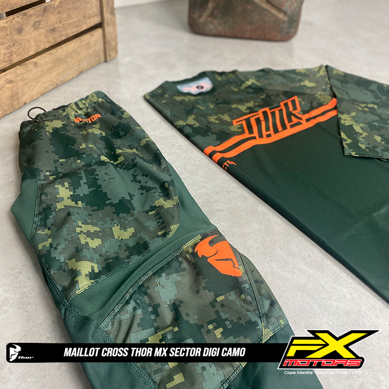 tenue cross thor mx sector digi camo vert orange 2024 enduro cross 