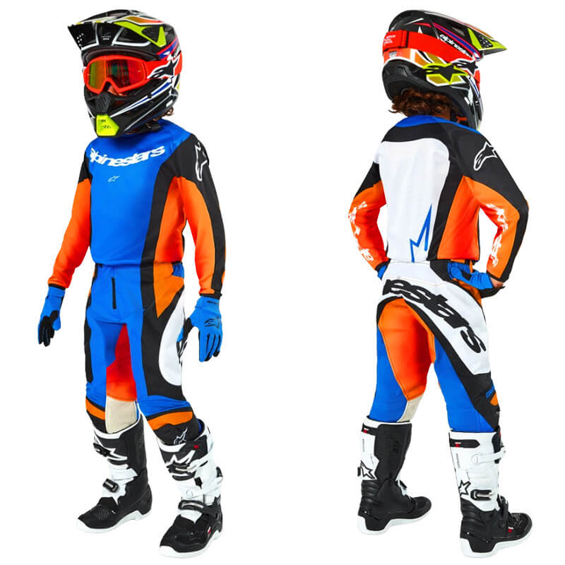 tenue enfant alpinestars racer melt bleu 2025 cross