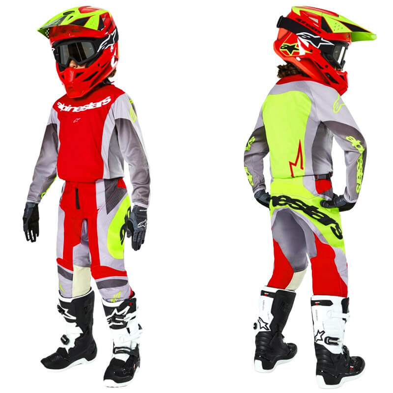 tenue enfant alpinestars racer melt rouge 2025 cross
