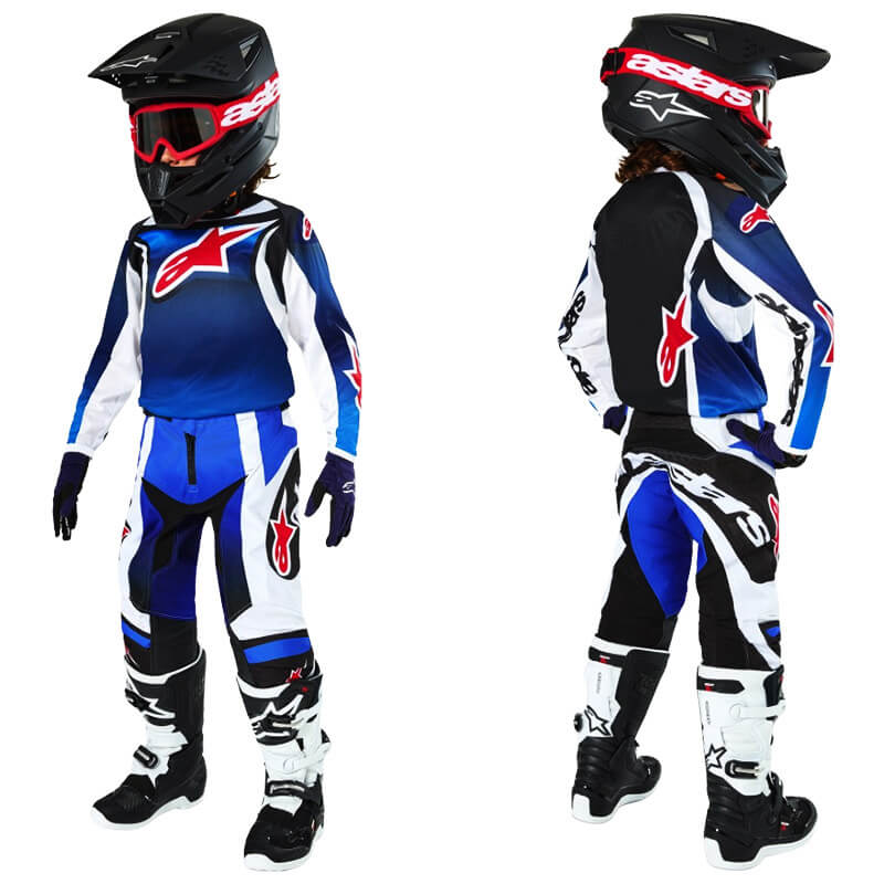 tenue enfant alpinestars racer wurx bleu 2025 cross
