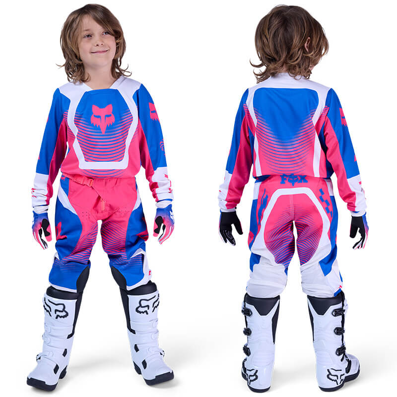 tenue enfant fox racing 180 collect rose bleu sx