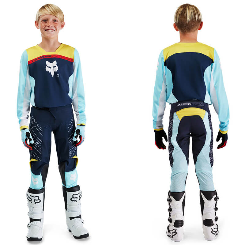 tenue enfant fox racing 180 elevated bleu 2025