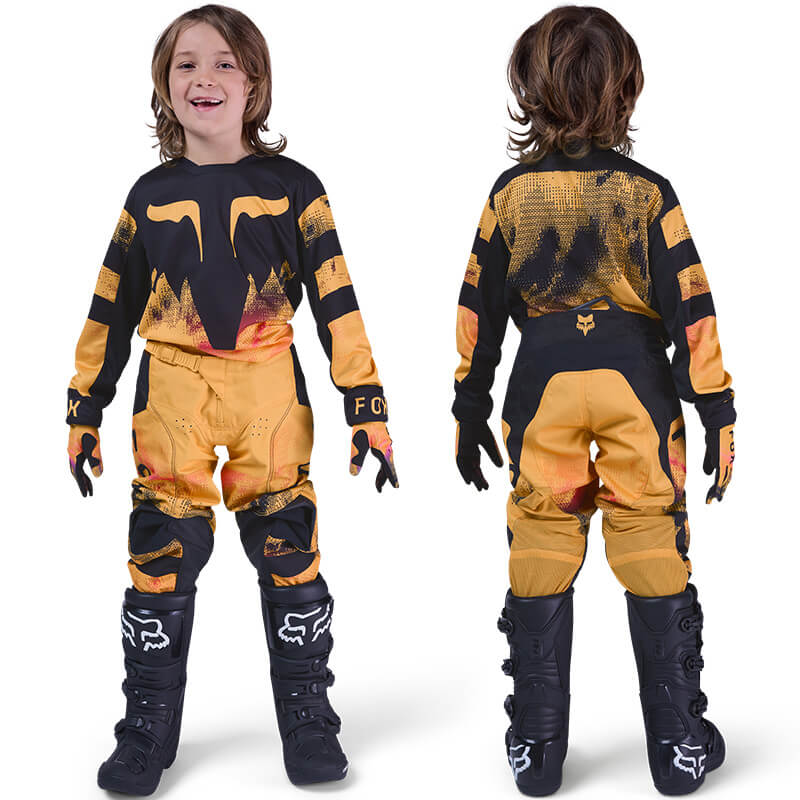 tenue enfant fox racing 180 kairos orange rose