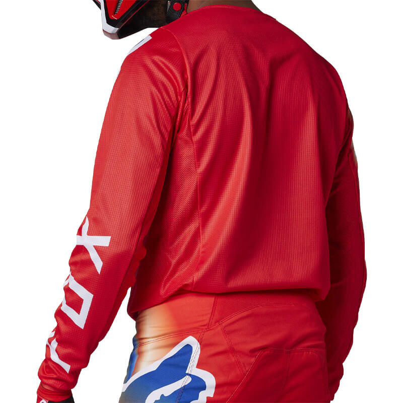 tenue fox 180 toxsyk 2023 maillot rouge fluo moto