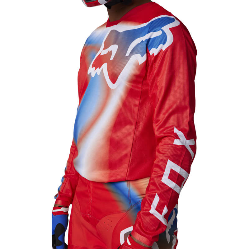 tenue fox 180 toxsyk 2023 maillot rouge fluo motocross