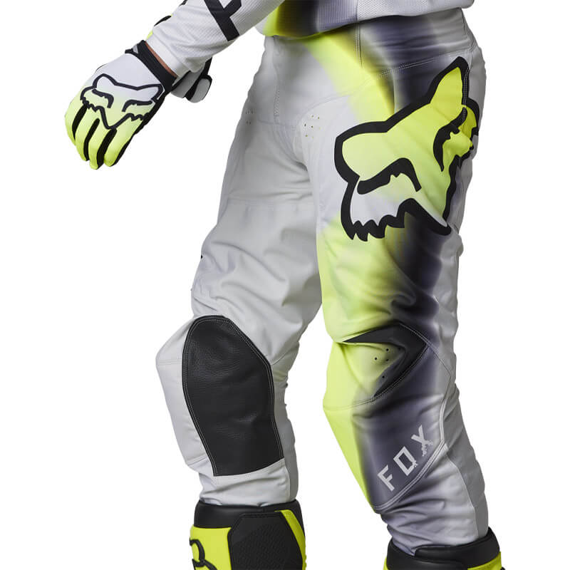 tenue fox 180 toxsyk 2023 pantalon gris jaune fluo motocross