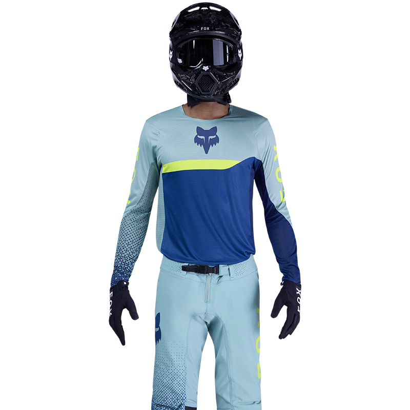 tenue fox flexair fracture bleu vert mx