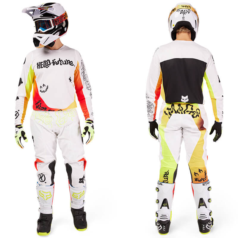 tenue fox racing 180 hello future blanc 2025