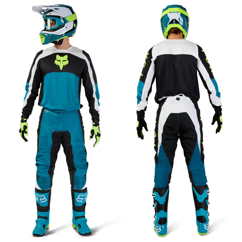 tenue fox racing 180 nitro bleu vert 2024