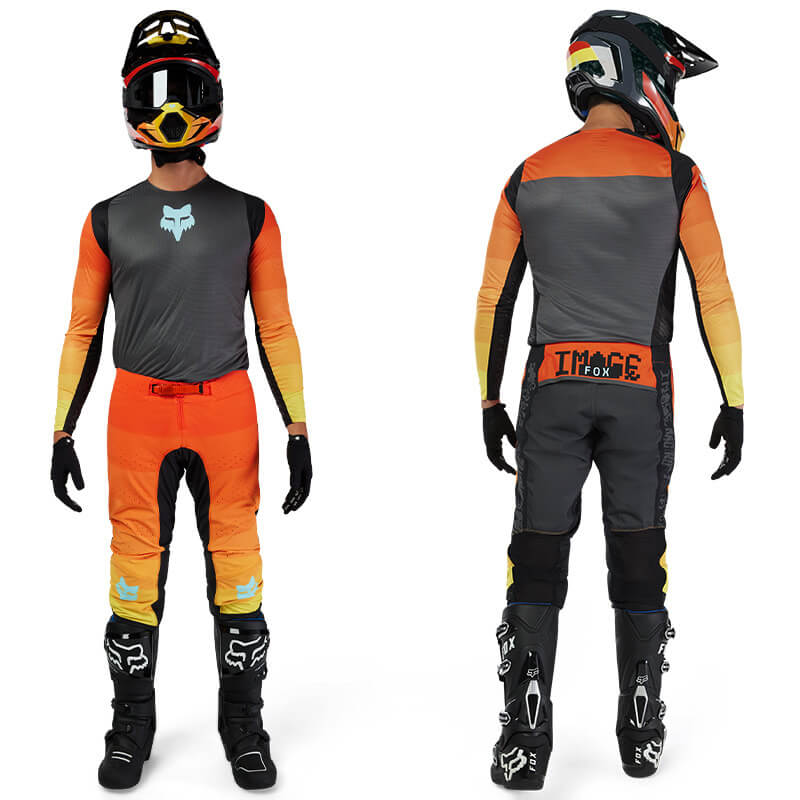 tenue fox racing flexair grid gris orange 2025