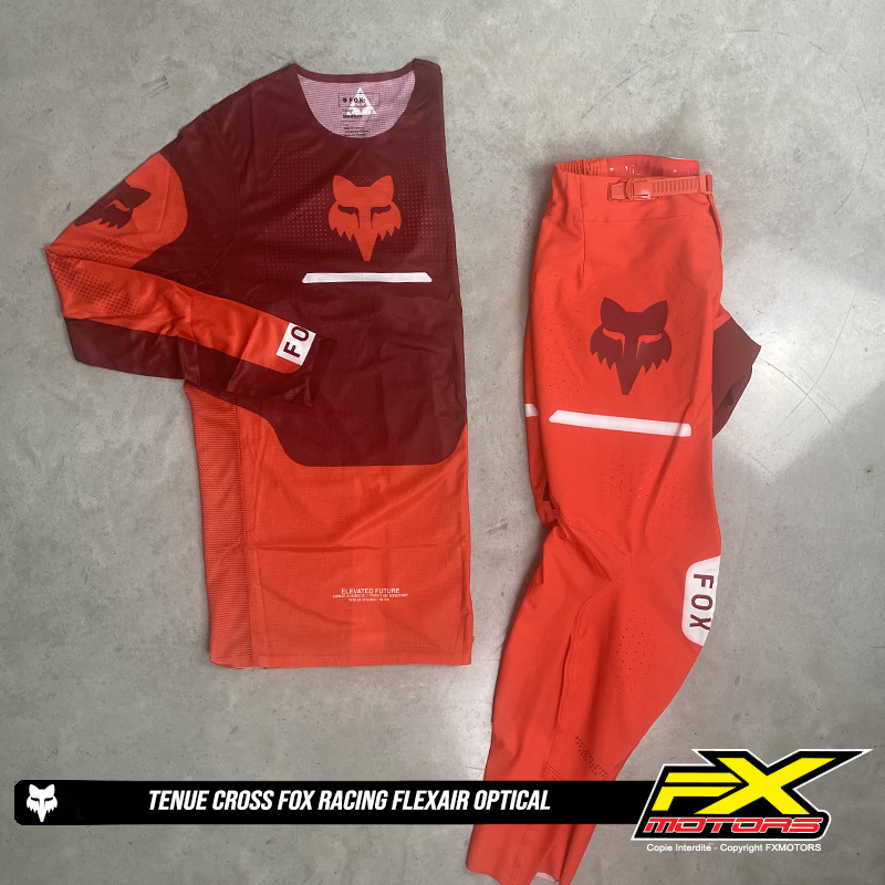 tenue fox raing flexair optical rouge blanc motocross enduro 2