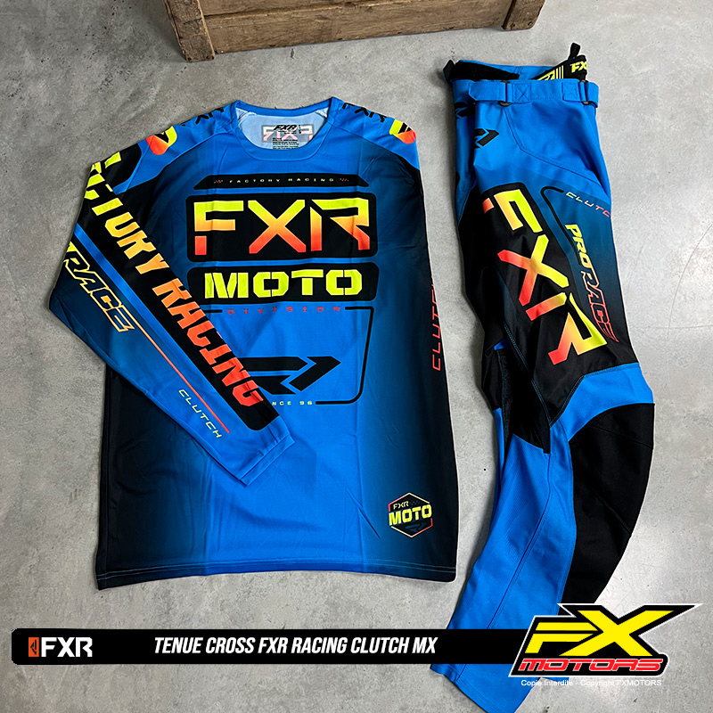 tenue fxr clutch motocross bleu jaune noir cross 2