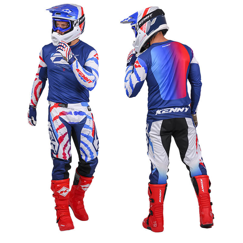 tenue kenny force spiral bleu blanc 27 mx