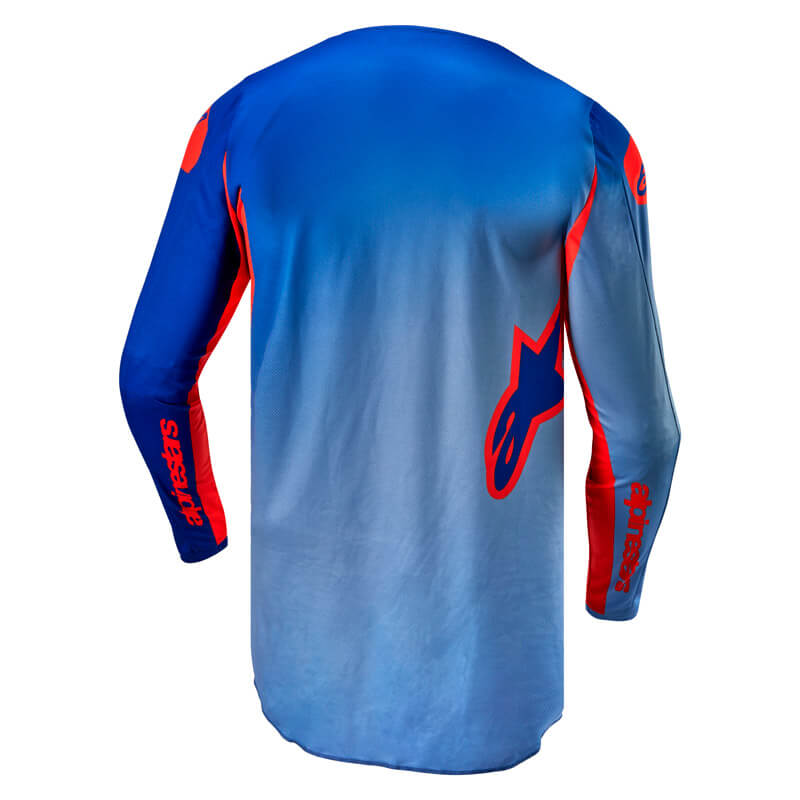 tenue maillot alpinestars fluid lucent 2024 bleu orange motocross