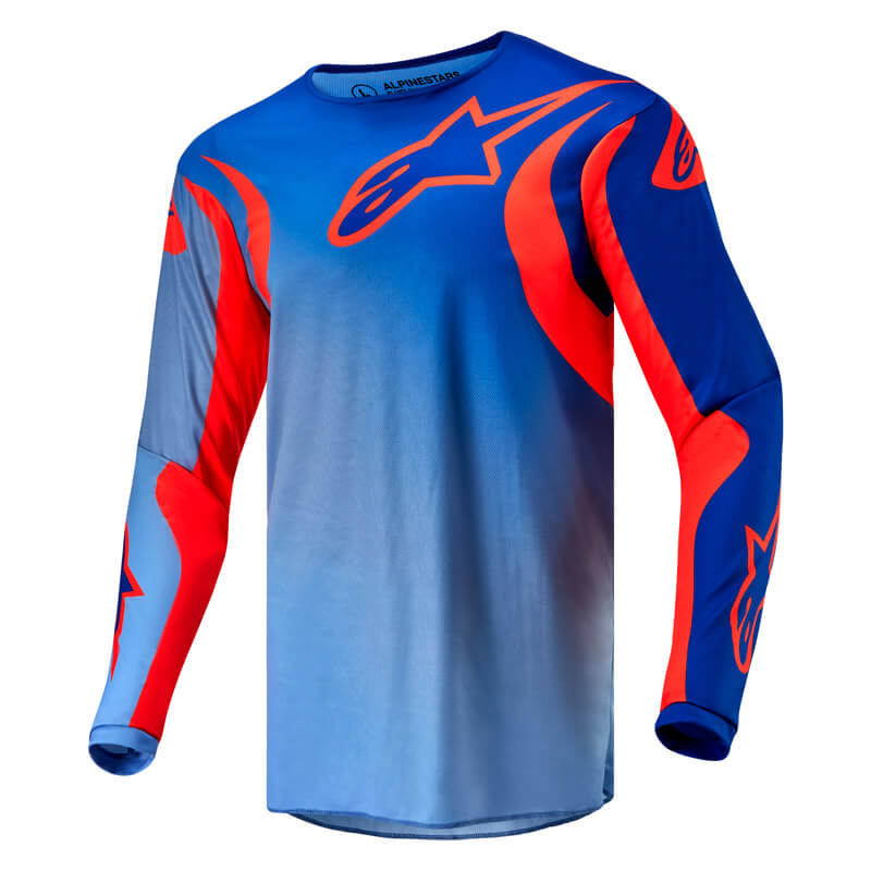 tenue maillot alpinestars fluid lucent 2024 bleu orange mx