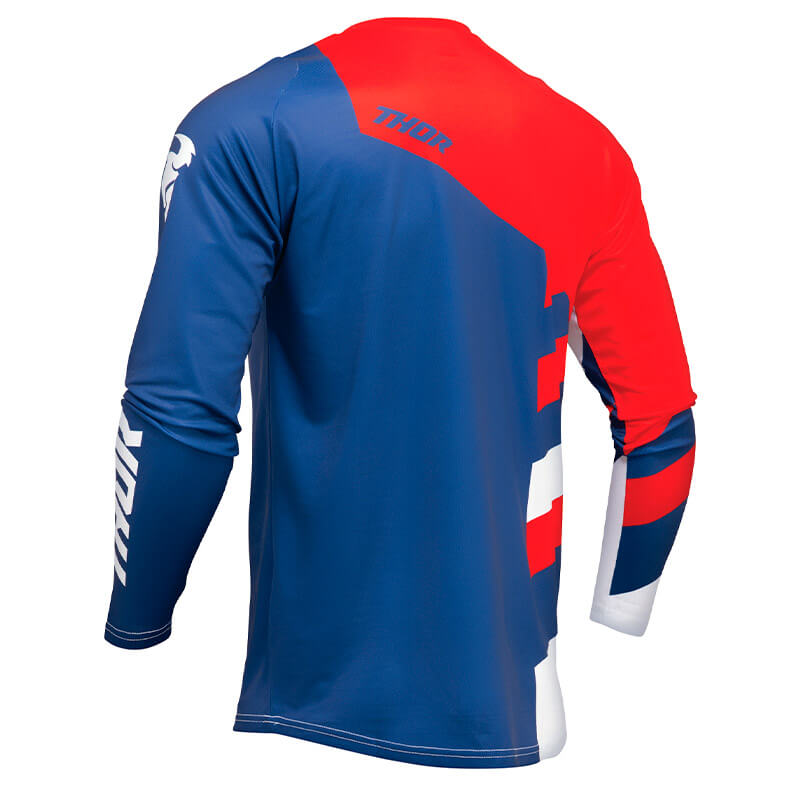 tenue maillot youth thor sector checker 2024 bleu blanc rouge motocross
