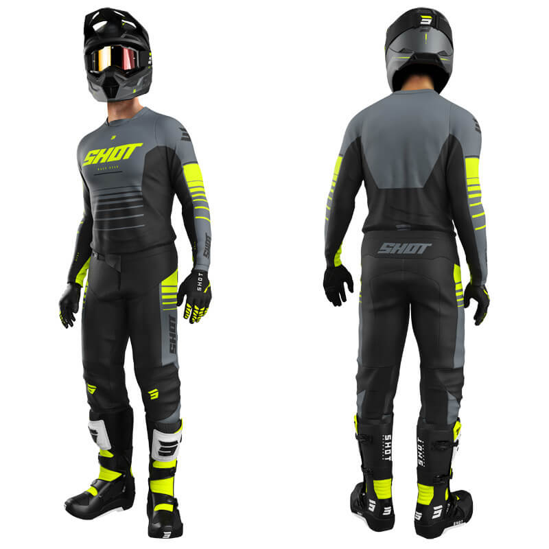 tenue shot devo peak 2023 gris jaune fluo