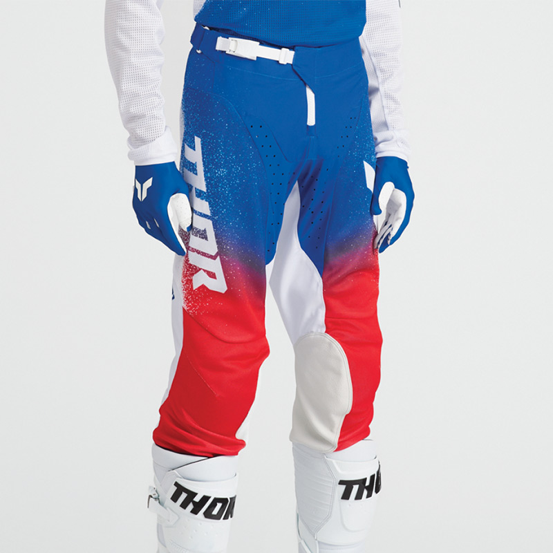 tenue thor mx 2027 launchmode air darkside bleu blanc rouge enduro