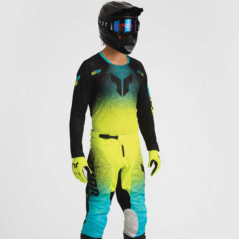 tenue thor mx 2027 launchmode air darkside noir bleu jaune fluo cross