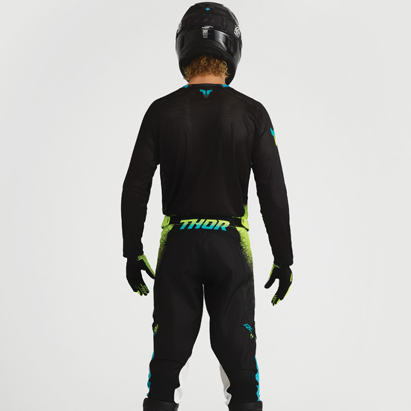 tenue thor mx 2027 launchmode air darkside noir bleu jaune fluo moto