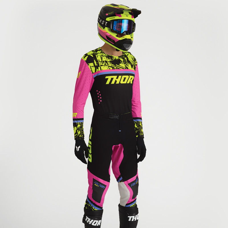 tenue thor mx 2027 sportmode punkd noir rose jaune cross