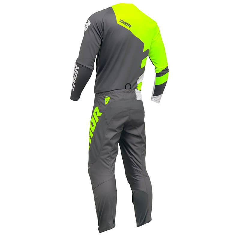 tenue youth thor sector checker 2024 gris jaune fluo fxmotors motocross
