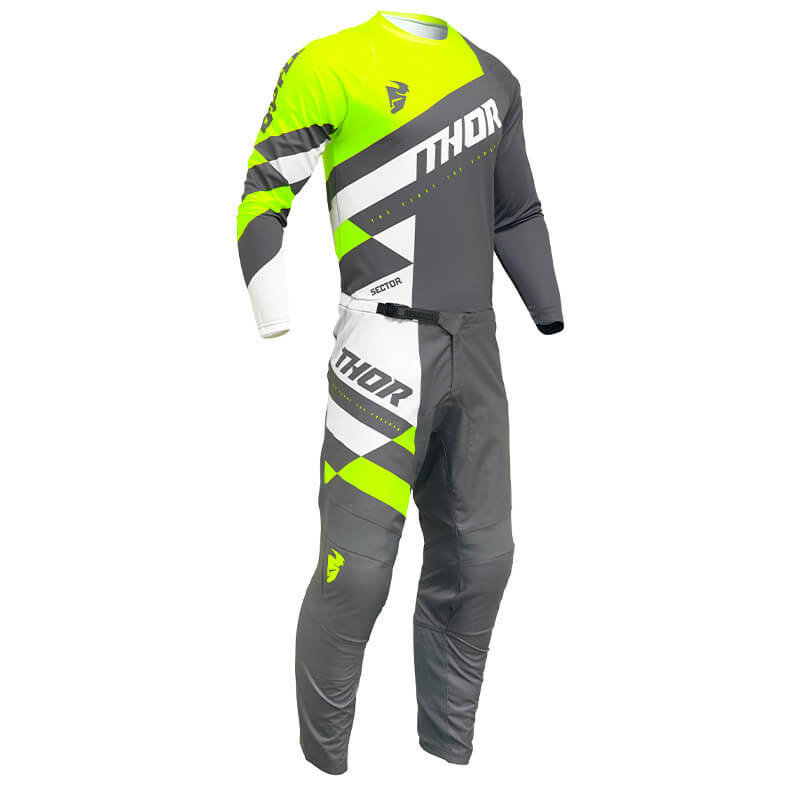 tenue youth thor sector checker 2024 gris jaune fluo fxmotors