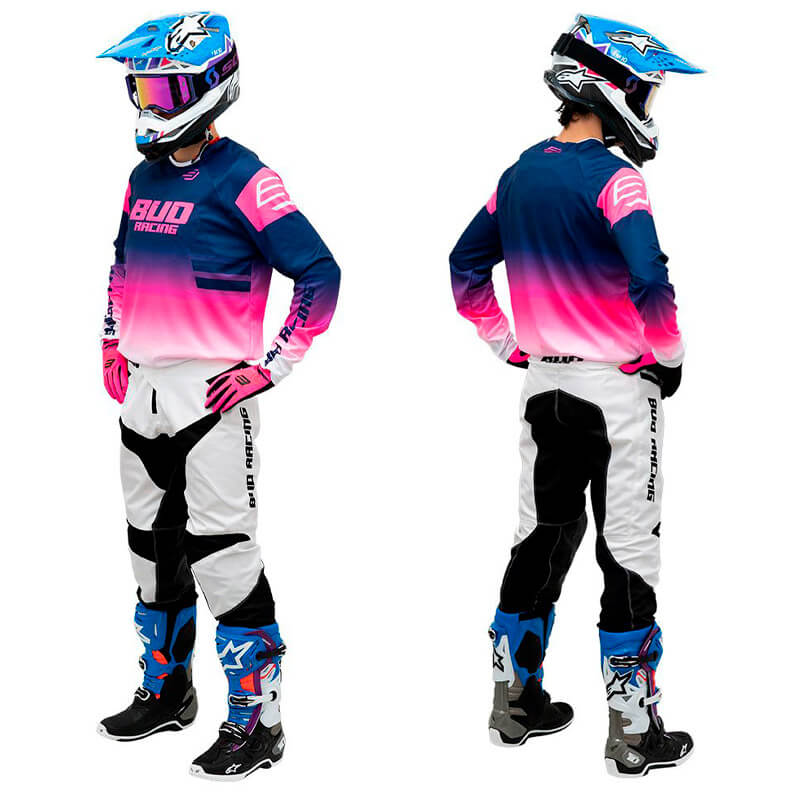 tenue yth bud racing lazer 2023 blanc rose motocross
