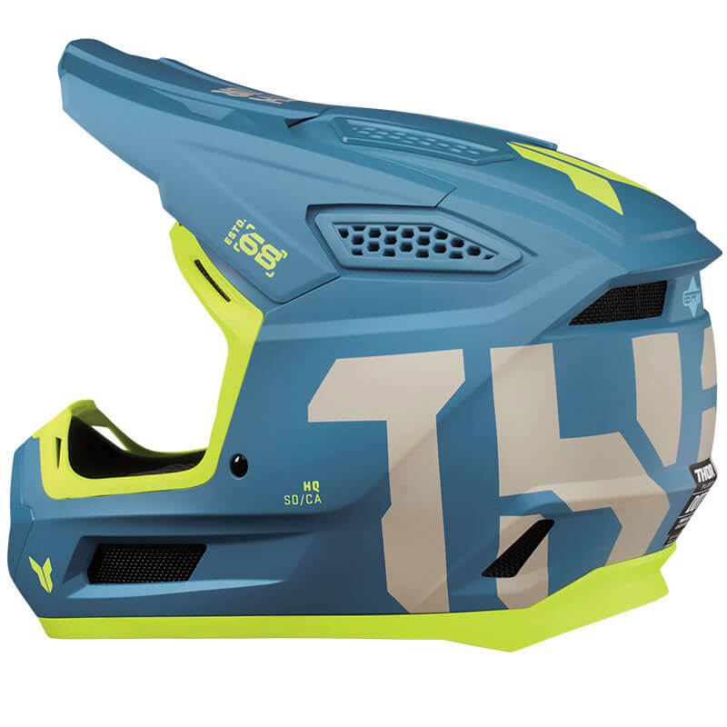 thor casque enfant fleet bleu jaune cross