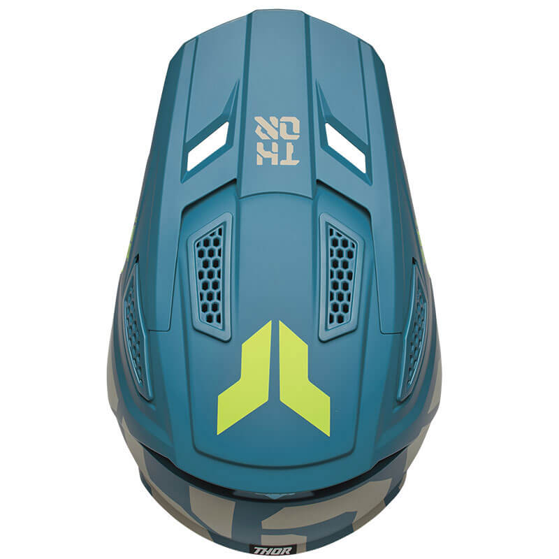 thor casque enfant fleet bleu jaune logo