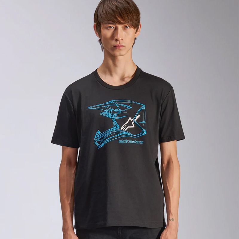tshirt alpinestars mx helmet noir bleu moto