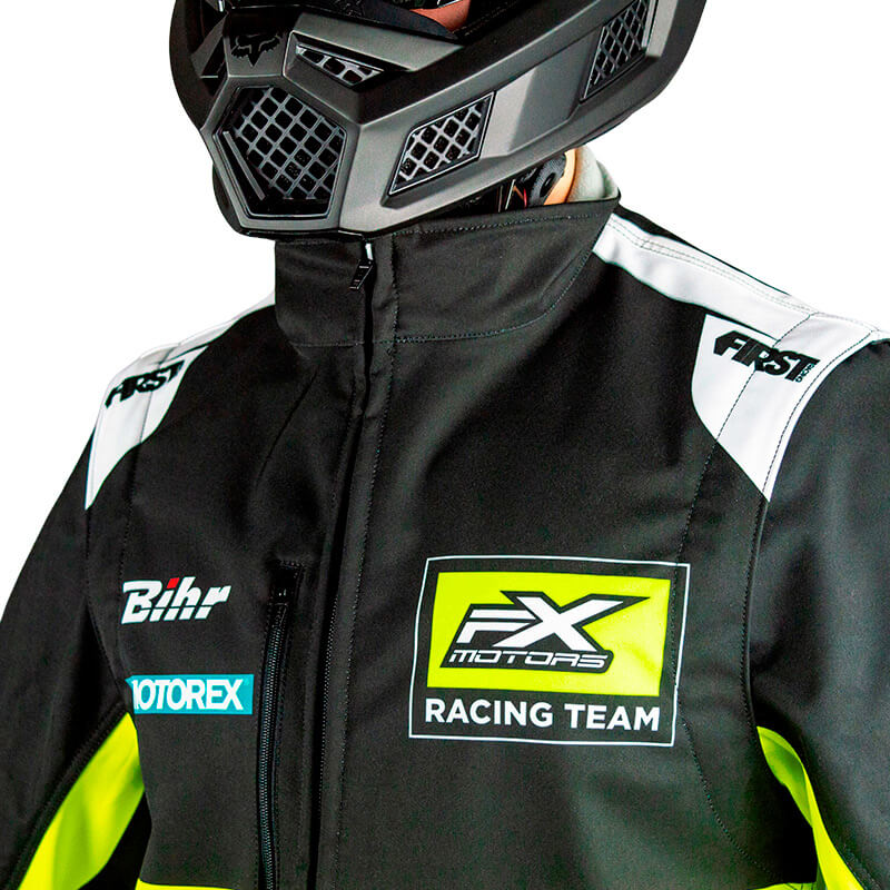 veste softshell enduro fxmotors racing team jaune fluo 2021 motorex