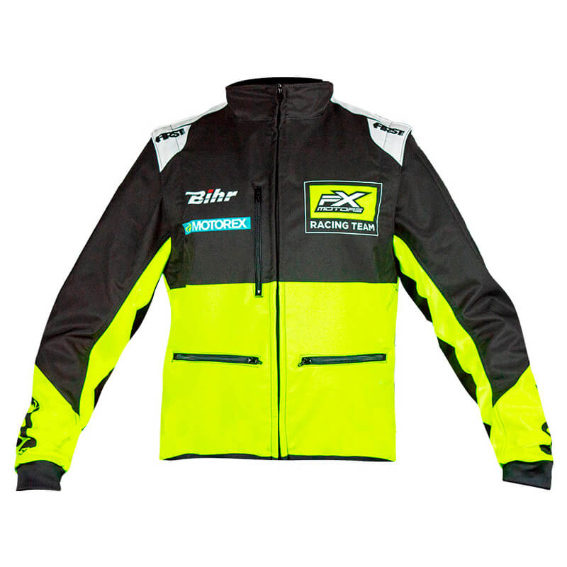 veste softshell enduro motocross fxmotors racing team jaune fluo 2021