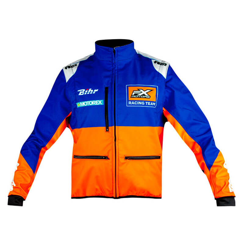 veste softshell enduro motocross fxmotors racing team orange bleu 2021