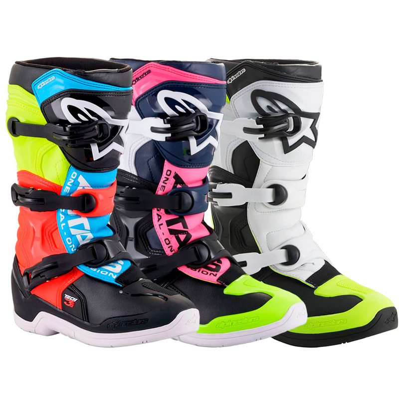 Bottes Cross Enfant Alpinestars Tech 3S Noir Bleu Rose 32 pas cher EMP