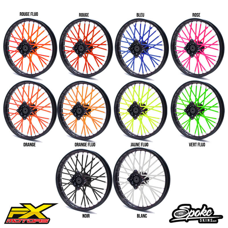 COUVRE RAYON JAUNE FLUO DIRT MINI 50 ROUE JANTE SPOKE COVERS SKINS VELO TRIAL 