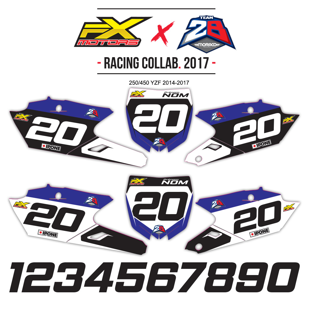 Fonds de Plaques Motocross Perso YAMAHA YZ/YZF Team 2B Replica