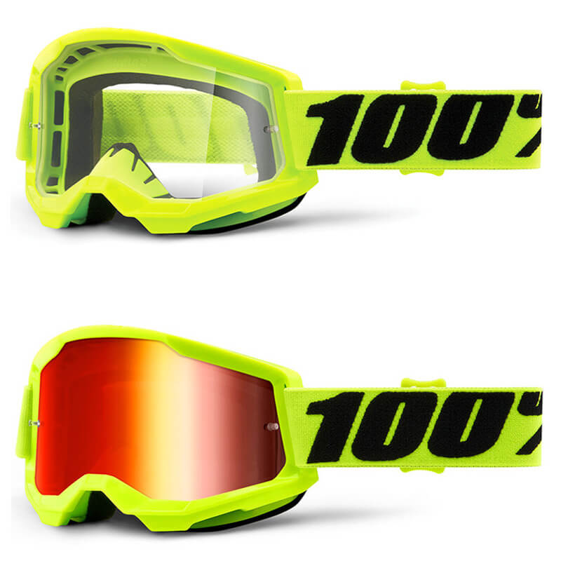 Masque Cross 100% Strata 2 Jaune Fluo 2023 - FX MOTORS