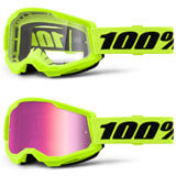 Masque Cross 100% Strata 2 Jaune Fluo