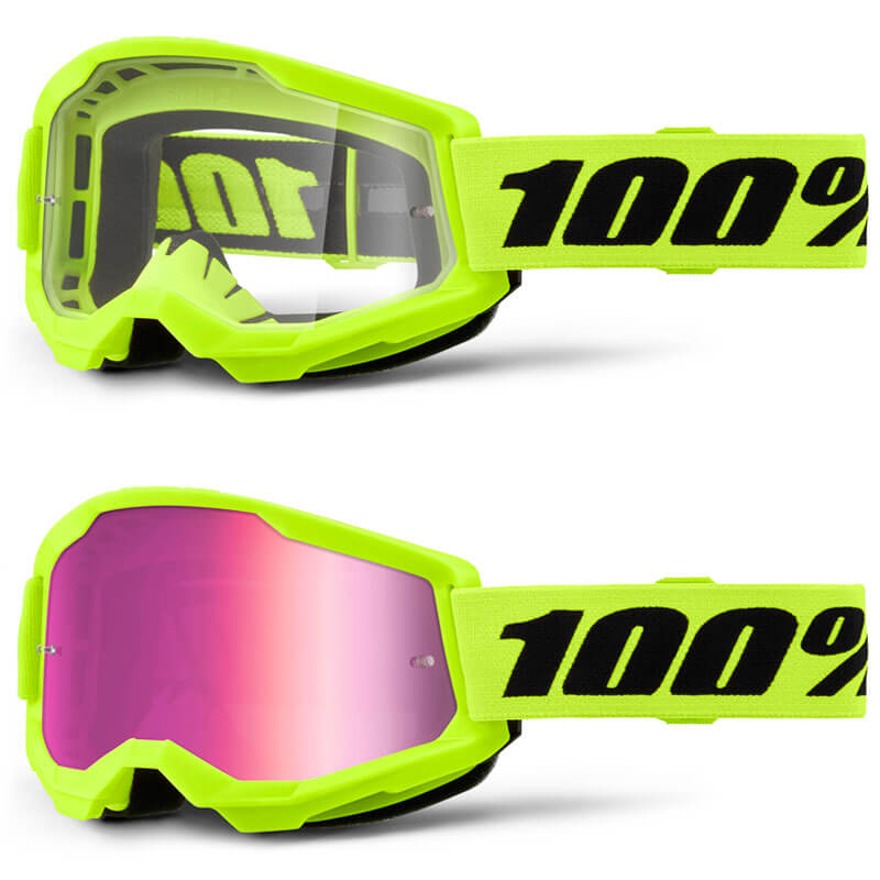 Masque Cross 100% Strata 2 Jaune Fluo - FX MOTORS