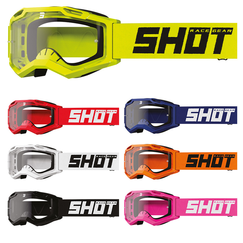 Masque Cross SHOT Core Rouge Blanc - Lentille Large Antibuée, Mousse Triple Densité - Compatible Casque Cross, Moto