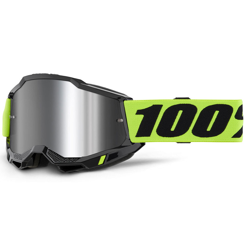 Masque Cross Enfant 100% Accuri 2 Jaune Fluo Ecran Miroir Silver